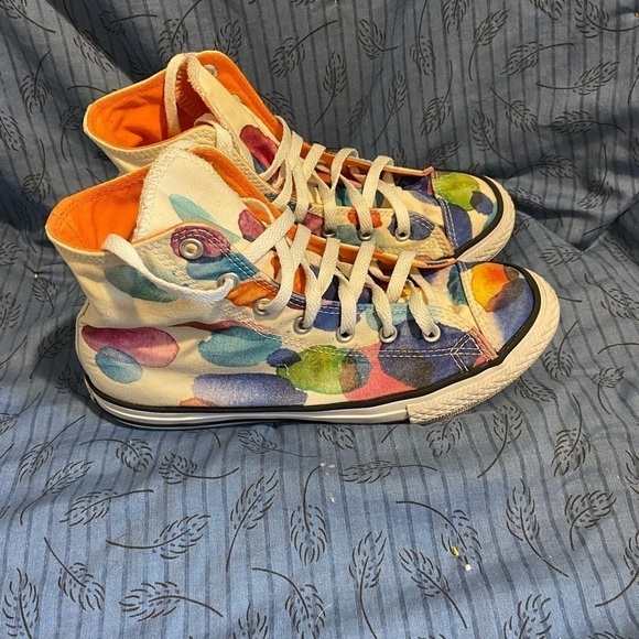 Watercolor high top converse all star sneakers junior 5 women’s 6.5 - Picture 3 of 7